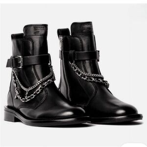 Zadig &amp; women Voltaire Laureen Leather Zip Boots Sz EU 38 US 7.5 gently used